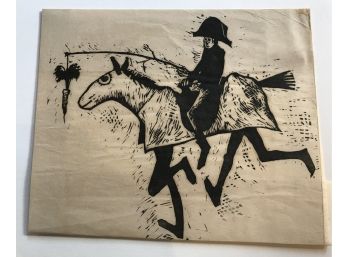 Unsigned Lino-cut On Rice Paper By Edlund Circa 1958