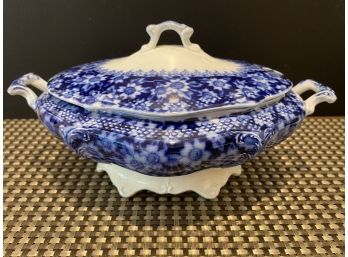 Flow Blue Antique Covered Tureen