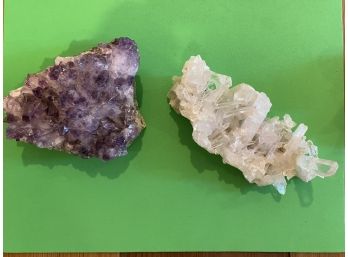 Purple Amethyst And Clear Quartz Crystals