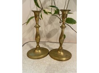Brass Candlesticks With Oval Bases