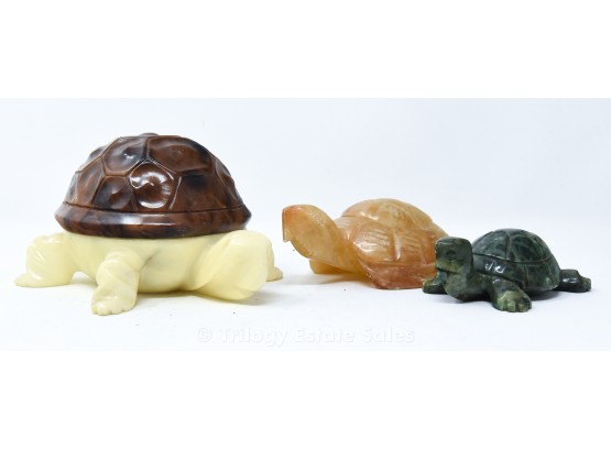 Three Italian Alabaster Turtles