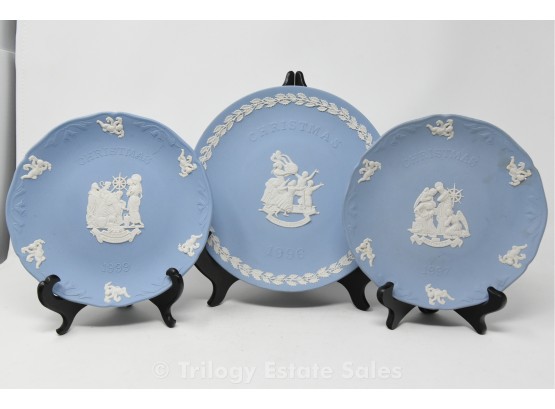Three Wedgwood Jasperware Christmas Plates