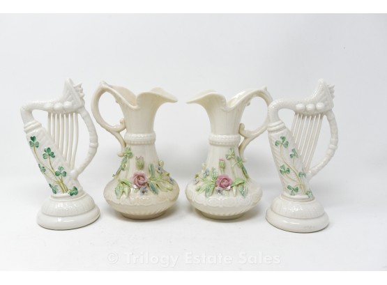 Belleek Vase And Harp Lot
