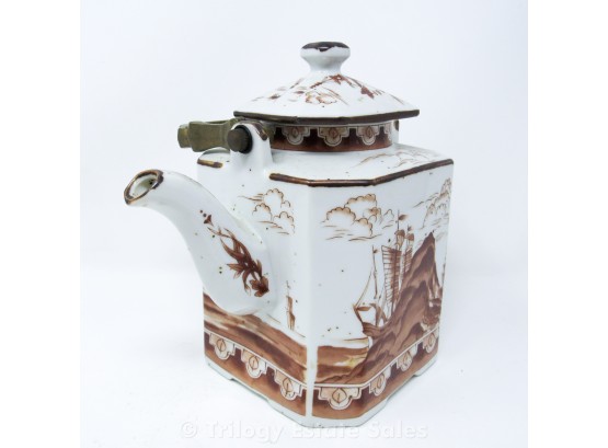 Vintage Chinese Export Brown Stoneware Teapot