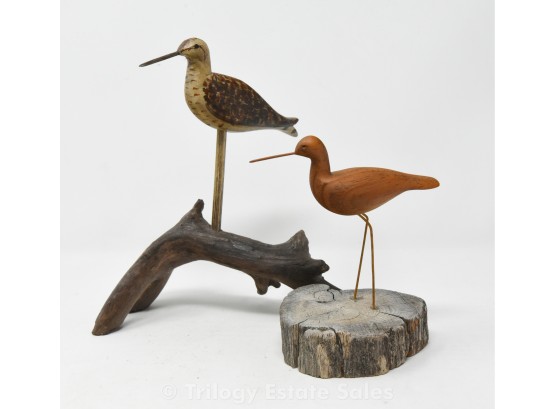 Two Signed Sandpiper Hand Painted Carvings