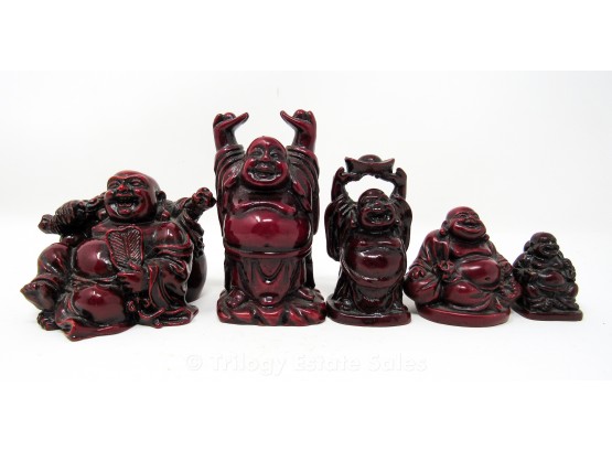 5 Rosewood Carved Buddhas