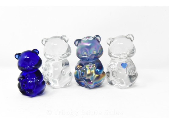 Four Fenton Glass Cats
