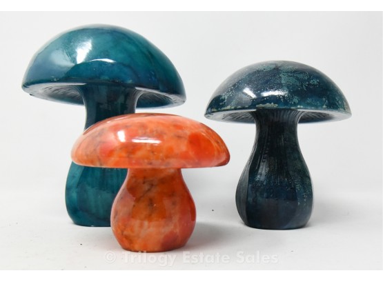 Green, Orange, & Blue Italian Alabaster Mushrooms