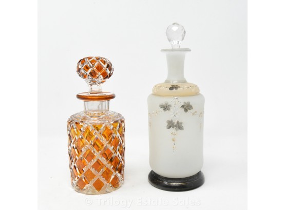 French Opaline And Bohemian Glass Bottles