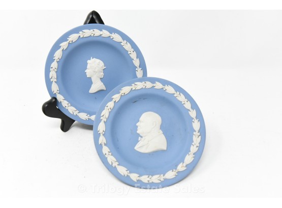 Wedgwood Jasperware Queen Elizabeth And Winston Churchill Trinket Dishes