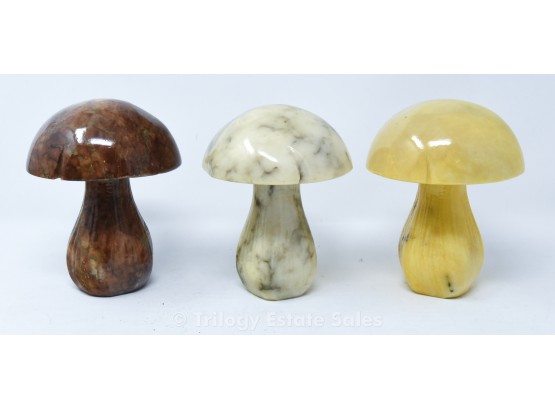 Brown, Off-White, And Yellow Italian Alabaster Mushrooms