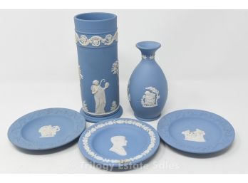 Wedgwood Jasperware Spill Vase And Trinket Dishes