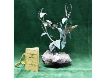 Gregory Higgins, Metal Hummingbird With Fuchsia Sculpture 248/500