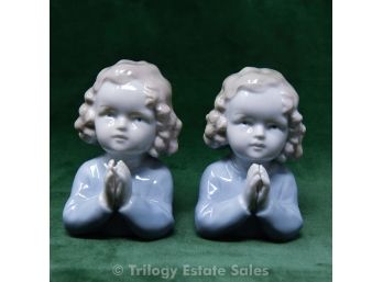 Two Metzler & Ortloff Praying Girl Porcelain Figurines