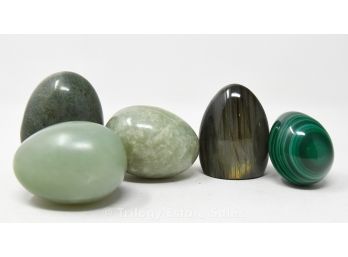 Malachite, Serpentine, Ammonite, Green Jasper And Other Stone Eggs