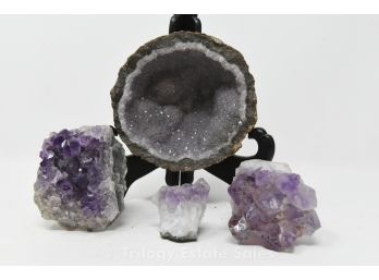 Lot Of Rough Amethyst Chunks And Geode