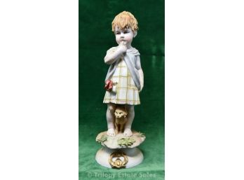Benacchio Triade Porcelain Figurine Of Girl With Cat