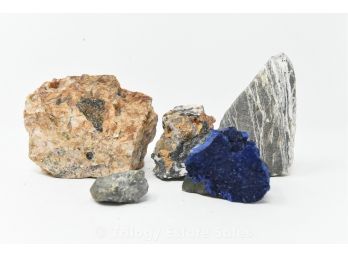 Azurite, Pyrite, Galina, Cerussite And Gneiss