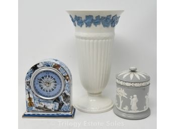 Two Pieces Of Wedgwood Of Etruria And Clock