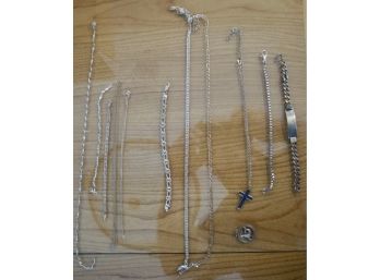 Lot Of 12 Sterling Necklaces, Bracelets & Charm