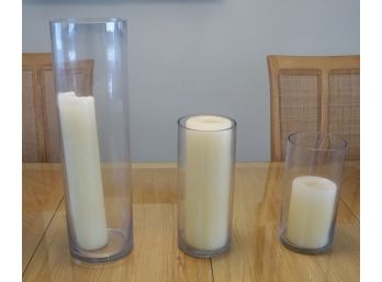 Lot Of 3 Glass Candle Holders 20', 12', 10'T