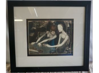 Framed Two Women Playing Cards Print