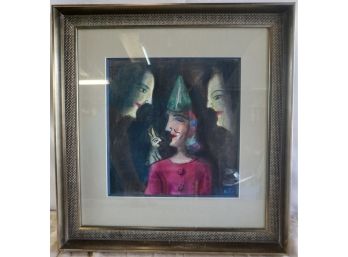 Signed AN Framed Lithograph '3 Witches & Rabbit Birthday Party'