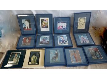 Lot Of 13 Framed & Matted Decorative Prints W & 2 Trivets