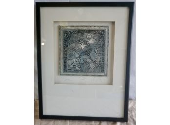 Marsh Mccarthy Framed Painted Tile  Drawing On Clay Numbered 175 Of 520