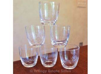 Set Of 6 Etched Glass Espresso Cups