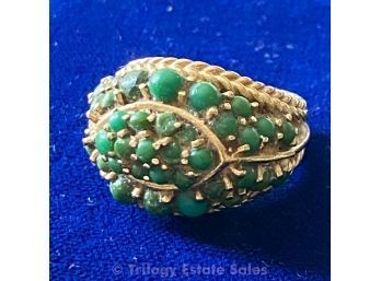 14kt Gold Ring With Green Stones 0.30ozt