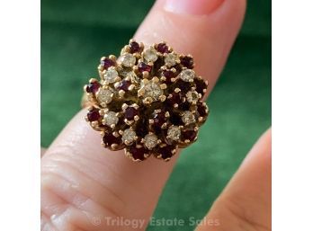 14kt Gold Diamond And Ruby Ring 0.28ozt