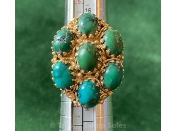 14kt Gold Ring With Seven Oval Green Stones .420ozt