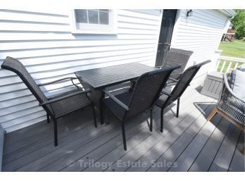 Black All-Weather-Wicker Table & 6 Chairs