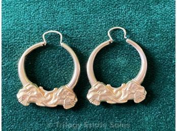 18kt Gold Elephant Hoop Earrings 0.165ozt