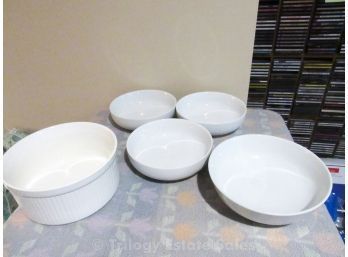 Fitz And Floyd White Bowls And Serving Lot