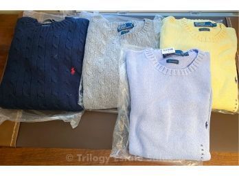 Lot Of 4 Polo By Ralph Lauren Mens Silk And Cotton Sweaters