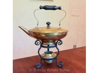 Brass Teapot On Stand With Burner
