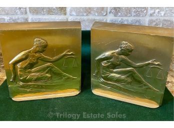 Lady Justice Heavy Brass Bookends