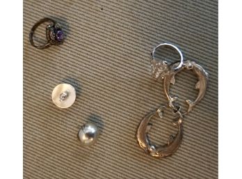 #7 Lot Of Sterling Earrings & Rings