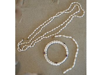 #9  Freshwater Pearl Necklace & 2 Bracelet