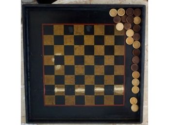 Black Laquer Box Checker Set 18' Square