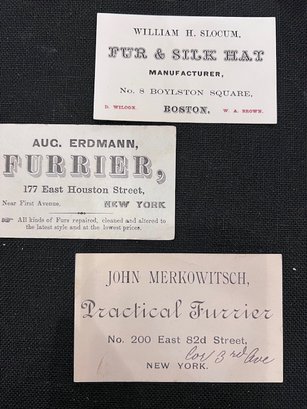 A Group Of 3 Business Cards For Furriers