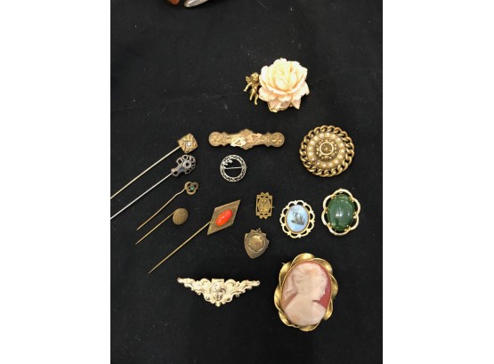 Lot Of Vintage Stick Pins, Brooches