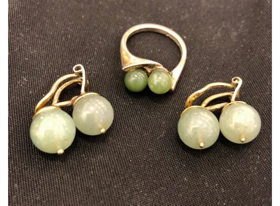 Sterling Jade Ring, Earrings