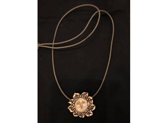 RH Badeau Sunflower/moon Face Necklace On Cord