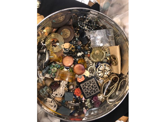 LARGE Lot Of Assorted Jewelry, Findings, Buttons, Victorian, MCM