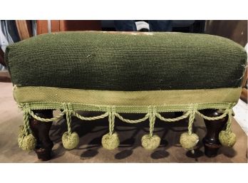 Needlepointed Foot Stool Vintage, Handcrafted
