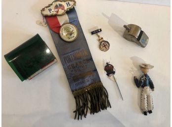 Lot Of Vintage  Patrons Of Husbandry, British Pin, Stick Pin Enamel, Bakelite Matchbox Holder, Early 1900's