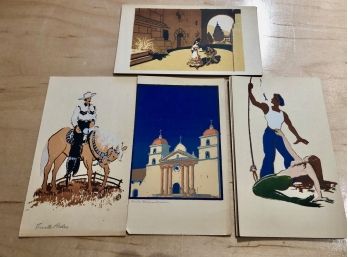 Santa Barbara, California Printed In Topanga Vintage Silkscreen Postcards Lot Of 10